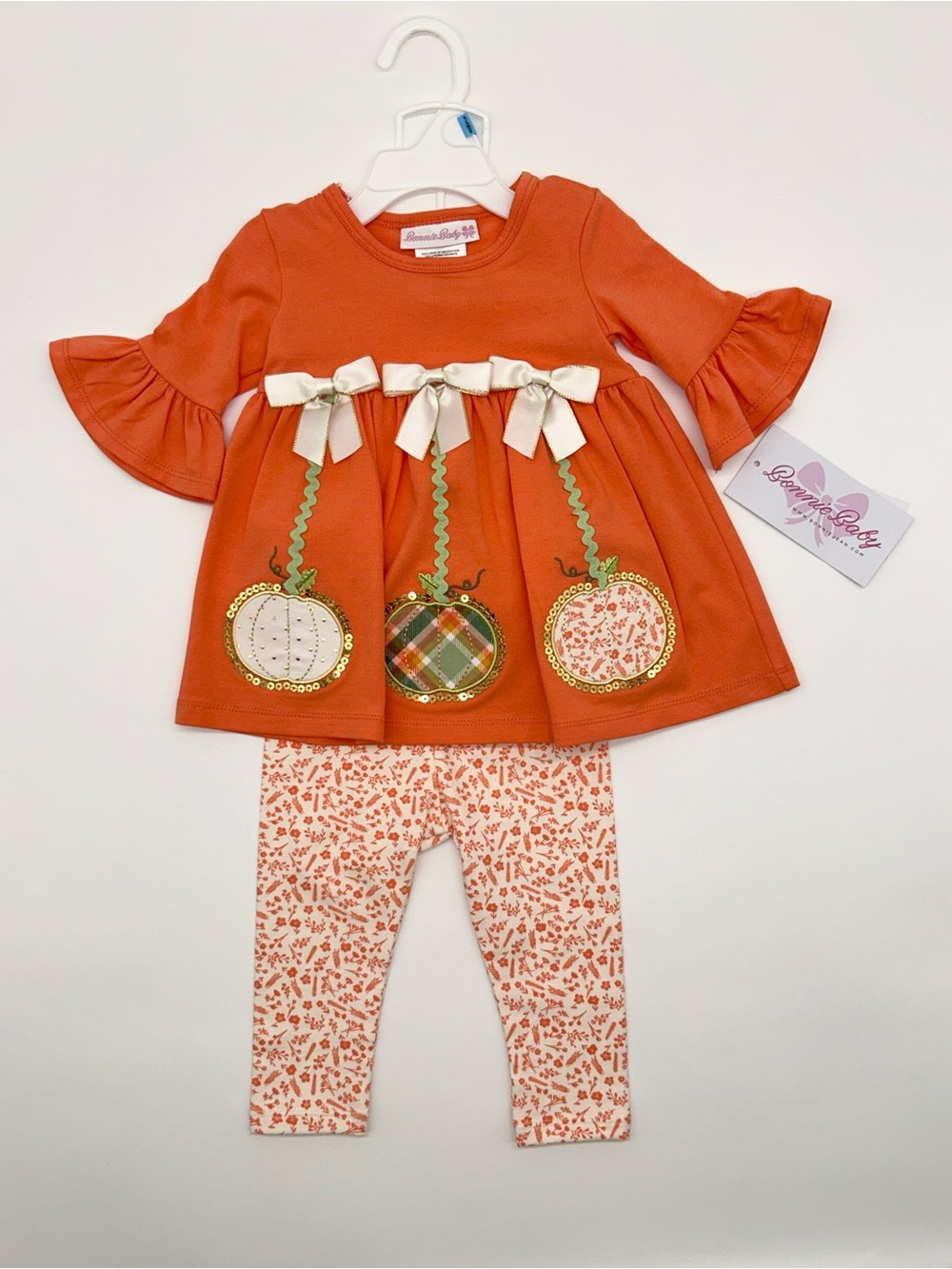 Bonnie Baby Girls 6-9M Fall Tunic Set with Pumpkins